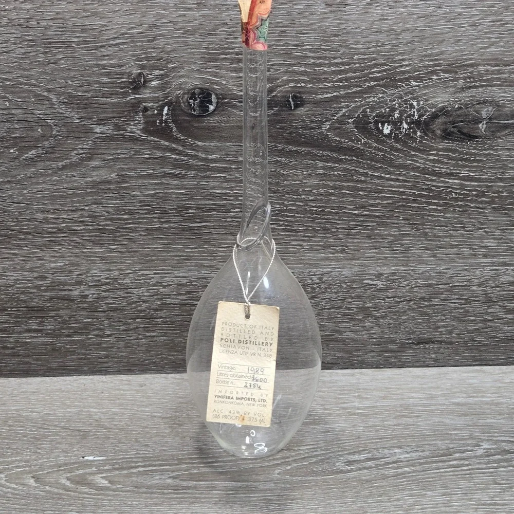 Jacopo Poli Grappa Brandy Hand Blown Glass Bottle Lot 1989 Vintage Empty Italy